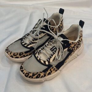 Mark Nason Leopard Print Chunky Sneakers, Ponyhair, Size 8